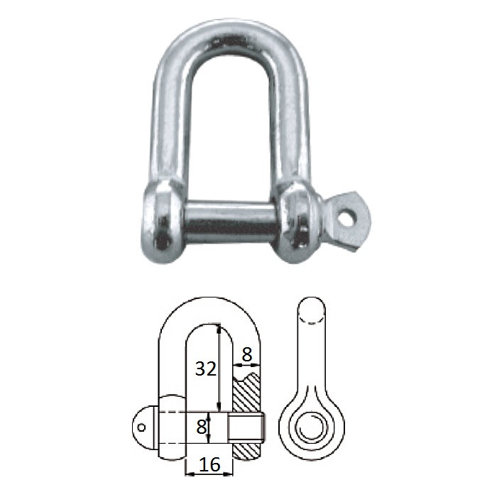 Скоба такелажная с винтовым пальцем  8 мм оцинков.сталь, арт. 2404-0608,          CIM 