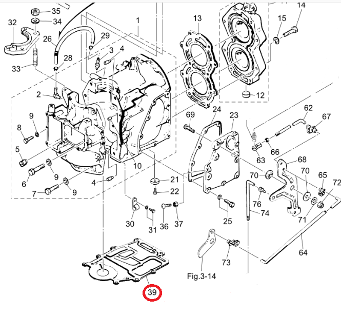 Прокладка под блок Tohatsu M40C (Sinera), арт. 345-01303-1-TW,          SINERA  Прокладка под блок Tohatsu M40C (Sinera), арт. 345-01303-1-TW,          SINERA