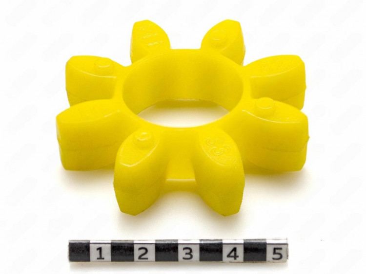Вставка упругой муфты эластичная (звездочка) 65*30*15, M95/желтый, с отверстием, 8 лучей бочкообразной формы, арт. 33-01-11482-poly,          Полиуретан  Вставка упругой муфты эластичная (звездочка) 65*30*15, M95/желтый, с отверстием, 8 лучей бочкообразной формы, арт. 33-01-11482-poly,          Полиуретан