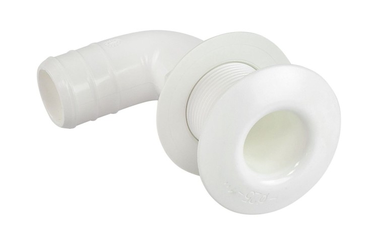 Разъем водосброса угловой под шланг 1" (25 мм), белый, арт. 39549,          Nuova Rade 