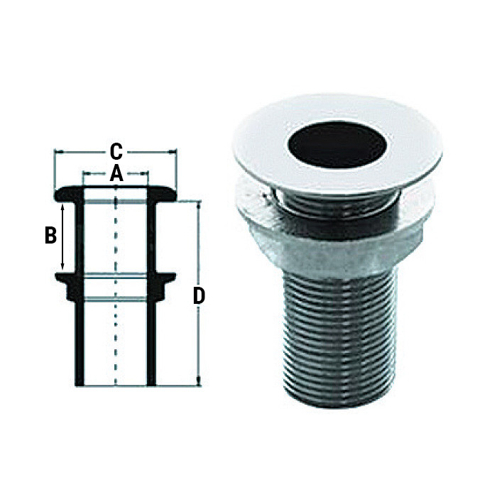 Стакан дренажный  1" с гайкой, нерж.сталь, арт. 52503,          Sumar 