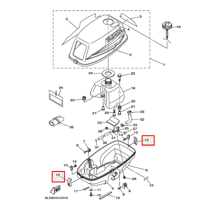 Фиксатор колпака YAMAHA 3; SEAPRO T3 (3A-42647-00; 6L5-42647-00; 3MHS-01011A ) (PREMARINE), арт. 3A-42647-00,          PREMARINE 