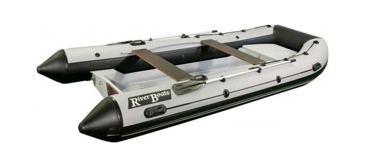 Лодка РИБ (RIB) RiverBoats RB 430, серо-белый, накладка на рундук,утка, защита киля, корпус серый, арт. RBRIB430-N-U-GWG,          RiverBoats 