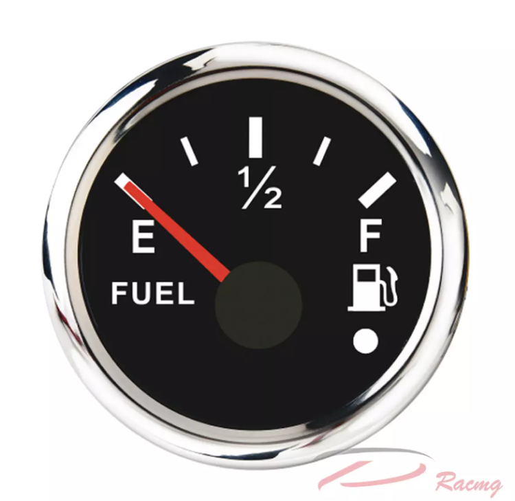 Указатель уровня топлива аналоговый 0-190Ω д.52мм (черный, хромированный ободок) (DEPO), арт. DPNFLB-90,          DEPO 