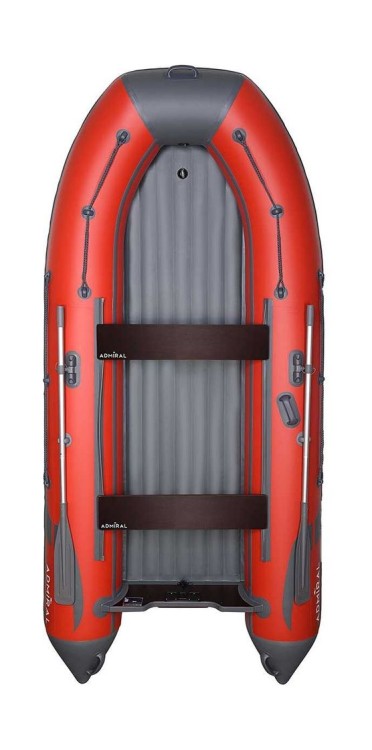 Надувная лодка ПВХ, Адмирал 360 НДНД, роульс, рым, накладки, красный/серый, арт. NF-00000830_RRN_RG,          Адмирал 