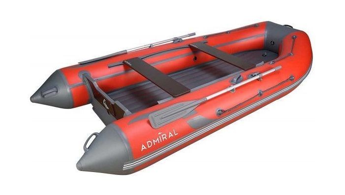 Надувная лодка ПВХ, Адмирал 360 НДНД, роульс, рым, накладки, красный/серый, арт. NF-00000830_RRN_RG,          Адмирал 