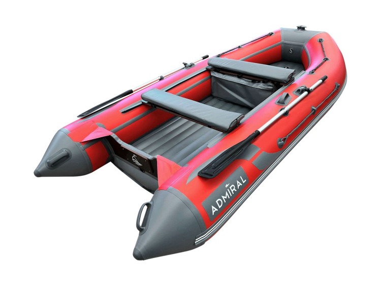 Надувная лодка ПВХ, Адмирал 360 НДНД, роульс, рым, накладки, красный/серый, арт. NF-00000830_RRN_RG,          Адмирал 