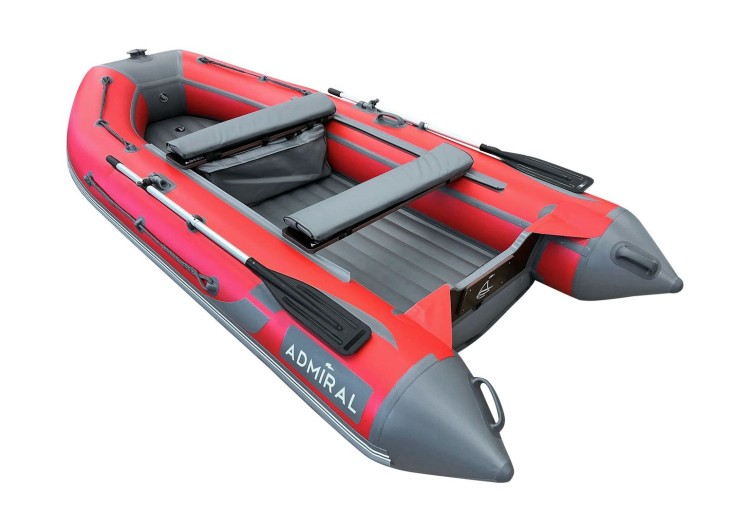 Надувная лодка ПВХ, Адмирал 360 НДНД, роульс, рым, накладки, красный/серый, арт. NF-00000830_RRN_RG,          Адмирал 