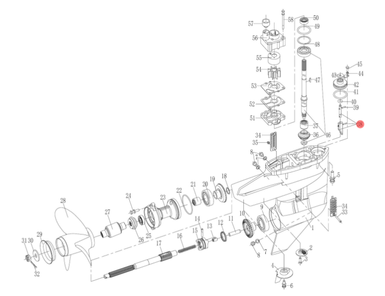 Тяга переключения передач нижняя  (20F-06.00.04.00-S) (PREMARINE), арт. 20F-06.00.04.00,          PREMARINE 