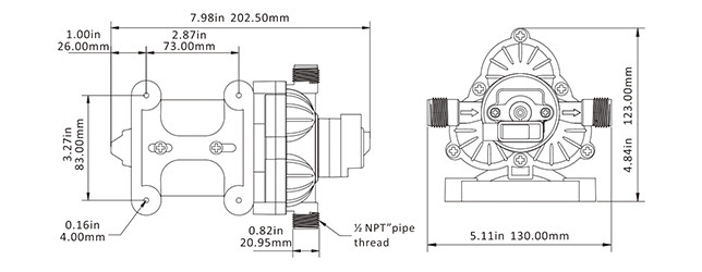 Трехкамерный мембранный насос 33 SERIES 10,6 л/мин, 12В, арт. SFDP1-028-045-33,          SeaFlo 