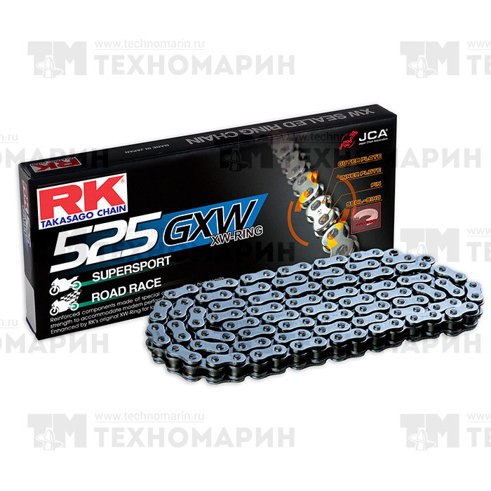 Цепь для мотоцикла до 1300 см³ (с сальниками XW-RING) 525GXW-124, арт. 525GXW-124,          RK Chains 