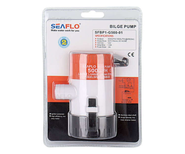 Насос осушительный  500GPH 01 Series 12В, арт. SFBP1-G500-01,          SeaFlo 