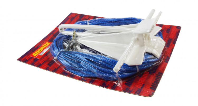 Якорь Дэнфорта 3 кг в пластиковой оболочке с цепью 1,2 м и веревкой 23 м, арт. A2388BL,          Atlantis  Якорь Дэнфорта 3 кг в пластиковой оболочке с цепью 1,2 м и веревкой 23 м, арт. A2388BL,          Atlantis