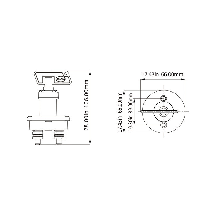 Выключатель массы SEAFLO (до 50В), арт. SFBIS2-01,          SeaFlo 