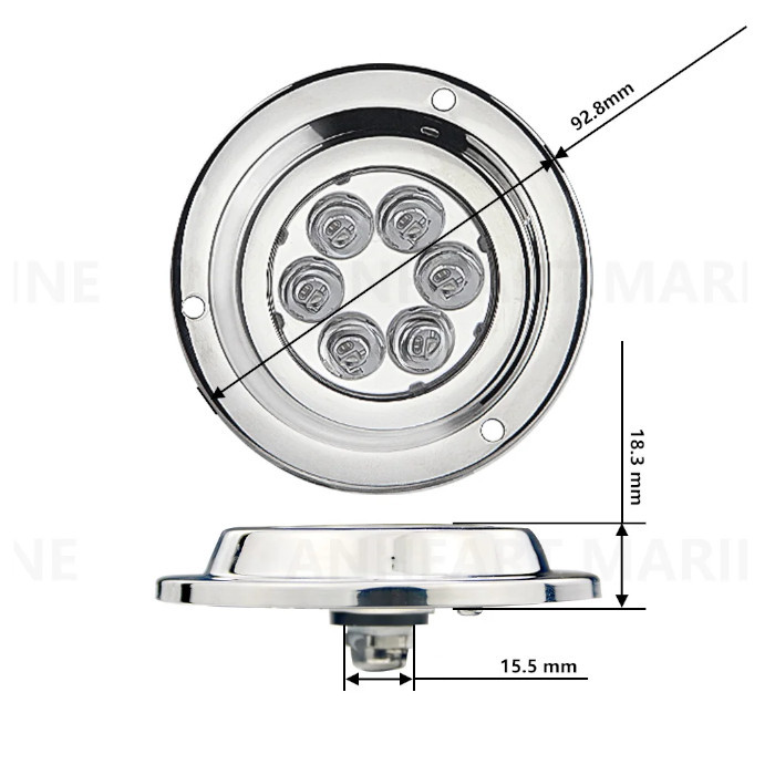 Светильник светодиодный подводный, нержавеющая сталь, свет белый, арт. E019018,          Anheart Marine 