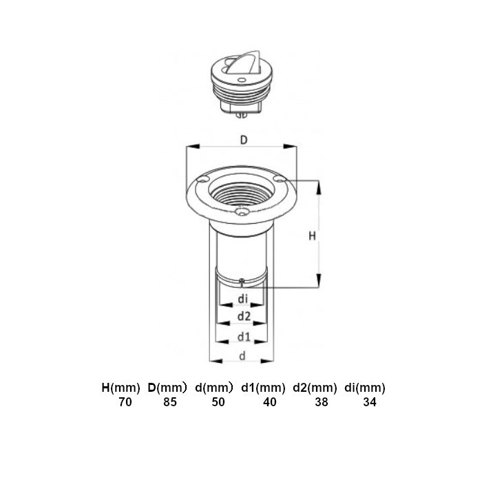 Горловина заливная для воды SUNFINE (Water) 38мм, белая, арт. SF20310-11,          SUNFINE MARINE 