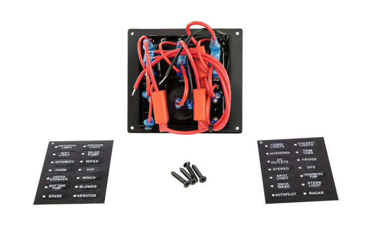 Панель бортового питания 5 переключателей, разъем прикуривателя, арт. 4620136032681,          MARINE ROCKET 