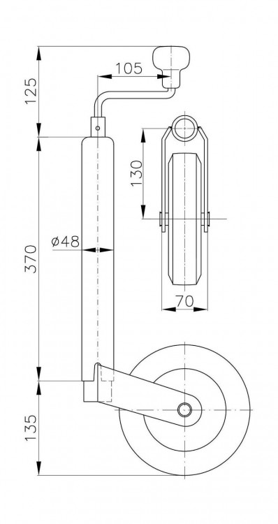 Колесо опорное для прицепа ST 48-200 VB 150 кг WINTERHOFF, арт. 1860905,          WINTERHOFF  Колесо опорное для прицепа ST 48-200 VB 150 кг WINTERHOFF, арт. 1860905,          WINTERHOFF