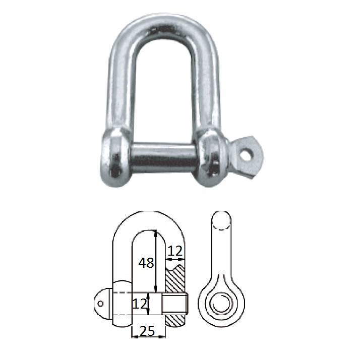 Скоба такелажная с винтовым пальцем 12 мм оцинков.сталь, арт. 2404-0612,          CIM 