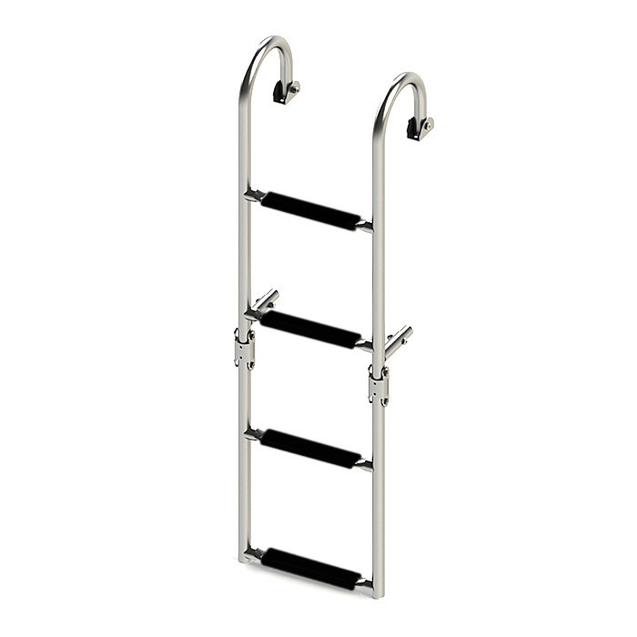 Трап складной с горизонтальным креплением, 4 черных ступени (ширина 270 мм.), арт. 040178BT,          Техномарин 