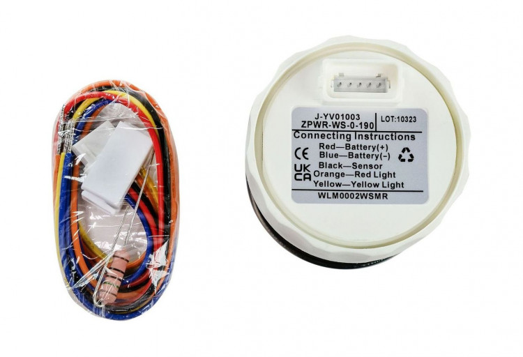 Указатель уровня пресной воды 0-190 Ом (ЕВРО), белый циферблат, нержавеющий ободок, д. 52 мм, арт. WLM0002WSMR,          MARINE ROCKET 