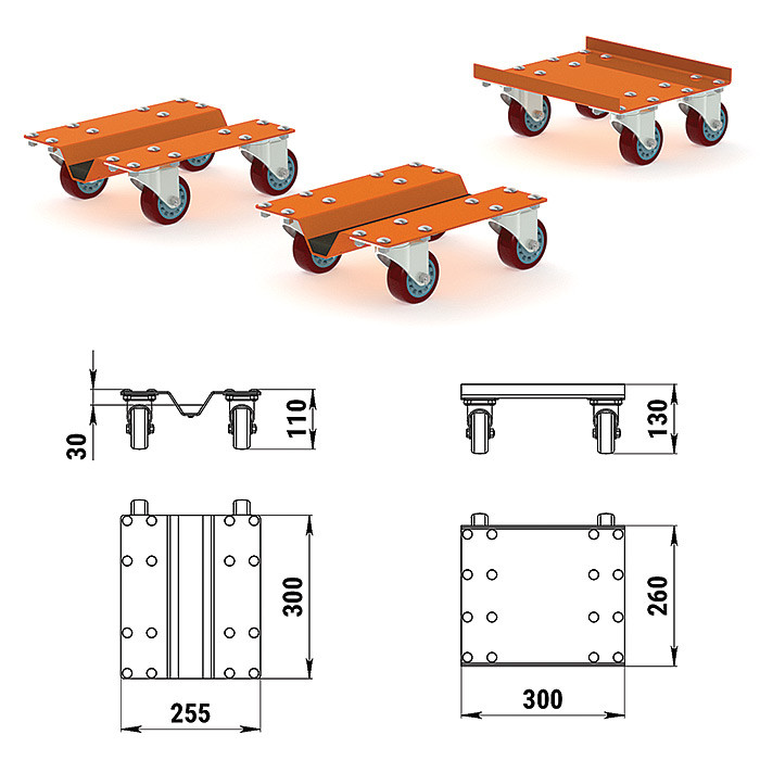 Комплект подставок под снегоход (600 кг), арт. 100103T,          Техномарин 