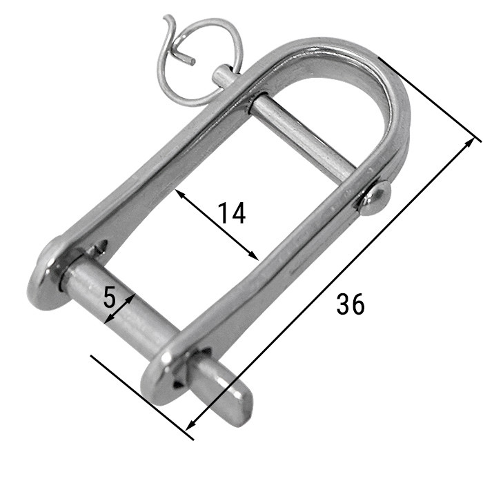 Скоба такелажная с пальцем 5 мм 36х15 AISI 316, арт. 2434-0305,          CIM 