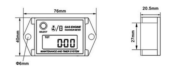 Тахометр универсальный со счетчиком моточасов и индикацией межсервисного интервала, арт. RLHM026A,          Runleader 