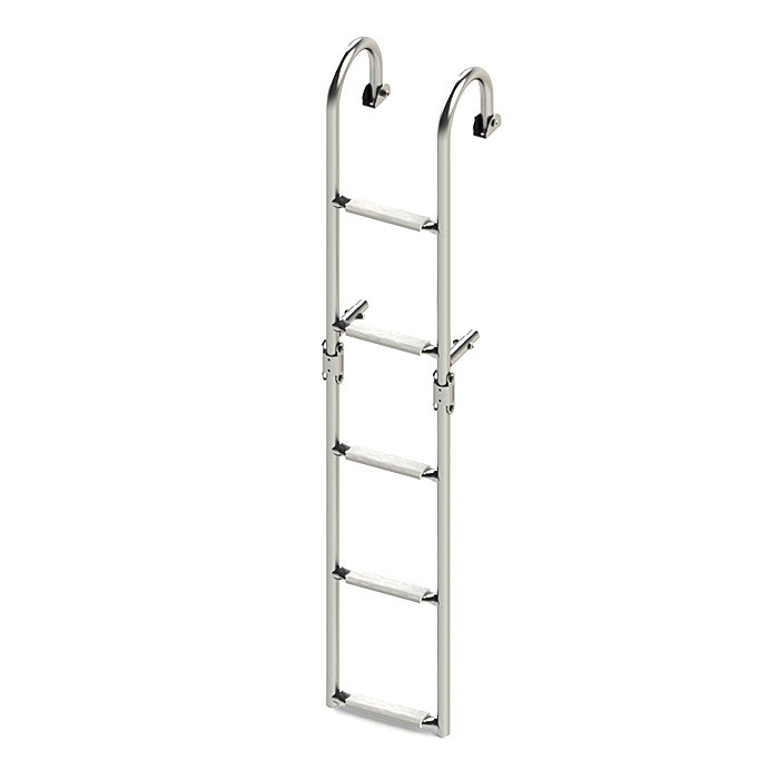 Трап складной с горизонтальным креплением, 5 белых ступени (ширина 220 мм.), арт. 040179WT,          Техномарин 