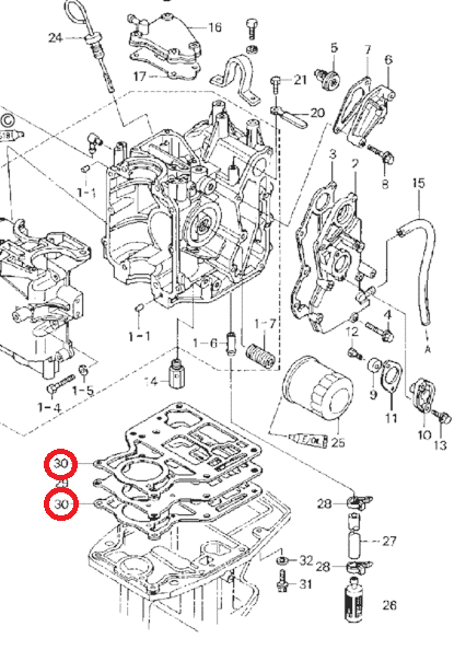 Прокладка под блок Tohatsu MFS9.9-15A (Tohatsu), арт. 3R3-07442-2,          TOHATSU 