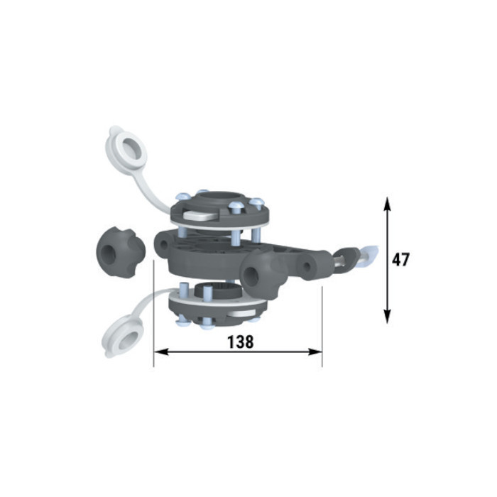Крепление боковое с двумя замками быстросъемными на Т-образный профиль, арт. 040576T,          Техномарин 