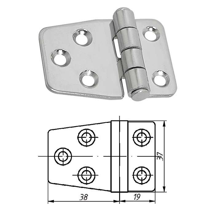 Петля неразъемная 57х37х2 мм, арт. 006337,          Homer 