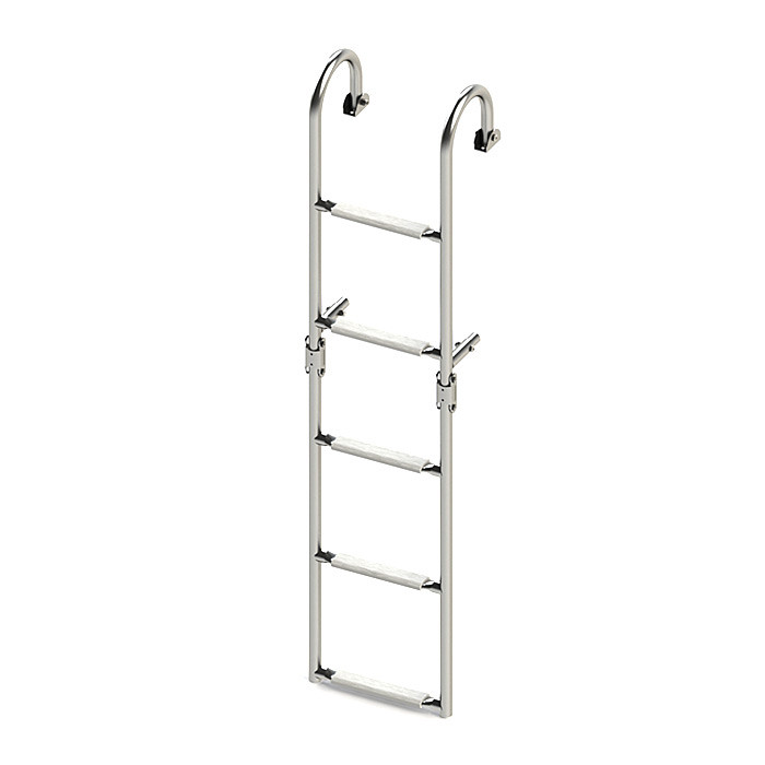 Трап складной с горизонтальным креплением, 5 белых ступени (ширина 270 мм.), арт. 040180WT,          Техномарин 