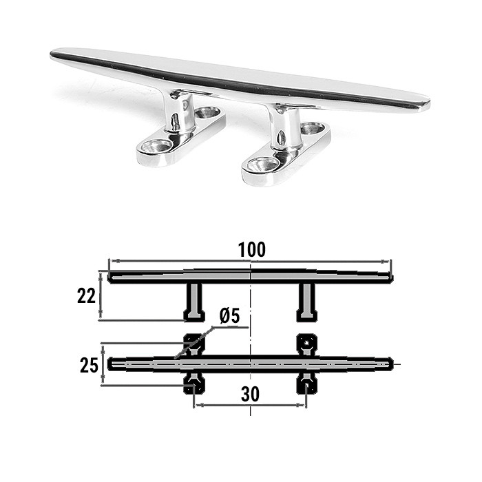 Утка швартовая сталь 100мм, арт. H0004A,          Sumar  Утка швартовая сталь 100мм, арт. H0004A,          Sumar