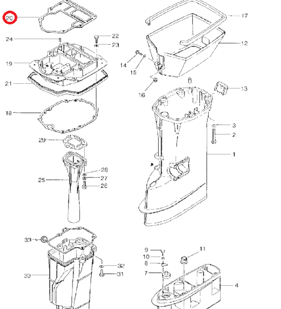 Прокладка под блок Tohatsu 40-50 (Tohatsu), арт. 3C8-01303-4,          TOHATSU 