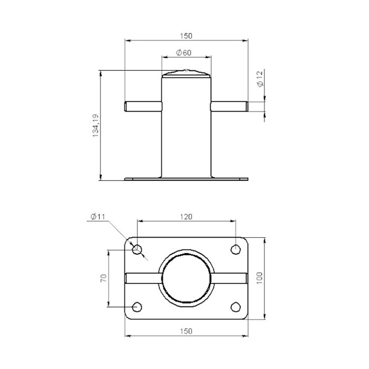Битенг 60 мм с основанием, арт. 10266585,          Россия 