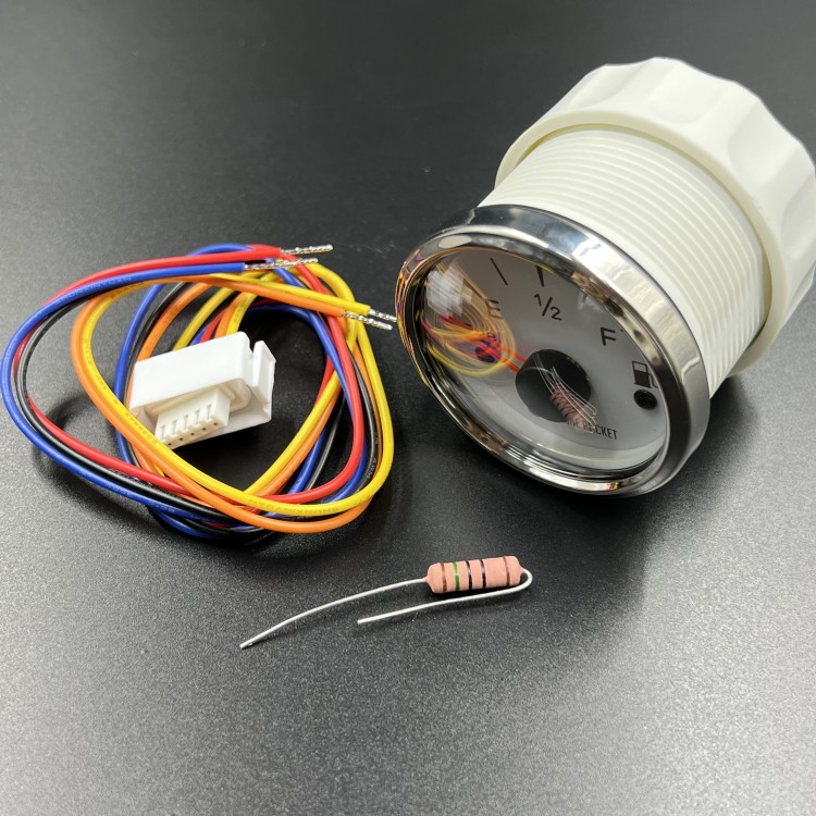 Указатель уровня топлива 0-190 Ом (ЕВРО), белый циферблат, нержавеющий ободок, д. 52 мм, Marine Rock, арт. FLM0002WSMR,          Nano Protech 