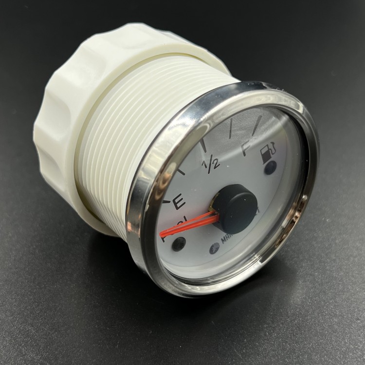 Указатель уровня топлива 0-190 Ом (ЕВРО), белый циферблат, нержавеющий ободок, д. 52 мм, Marine Rock, арт. FLM0002WSMR,          Nano Protech 