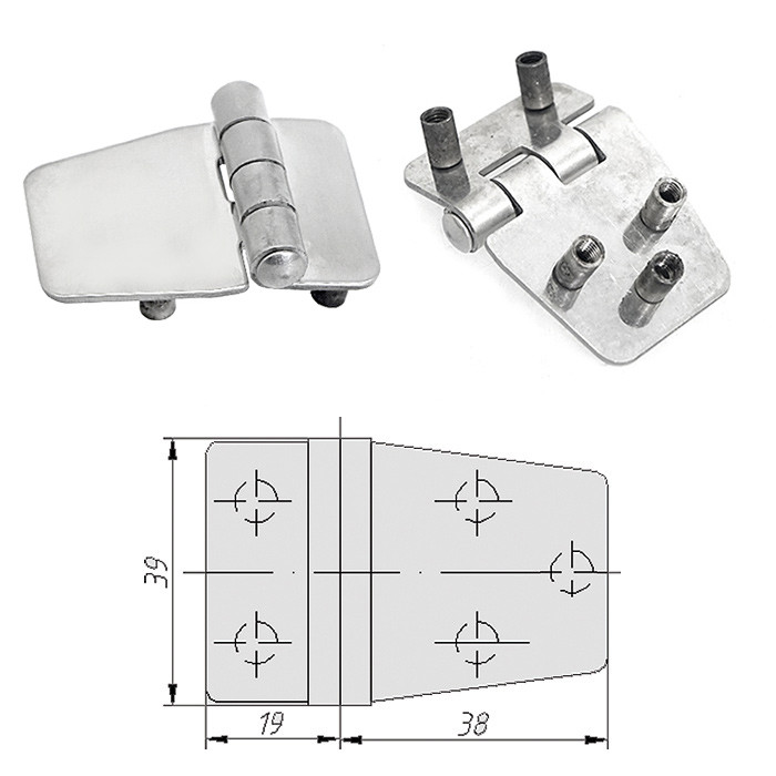 Петля неразъемная 57х39х2 мм М5х1, арт. 006151,          Homer 