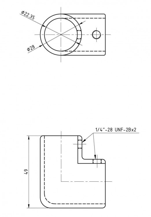 Колено леера 7/8" (22 мм), 90 град, арт. 66076_Kof,          Kofuku 