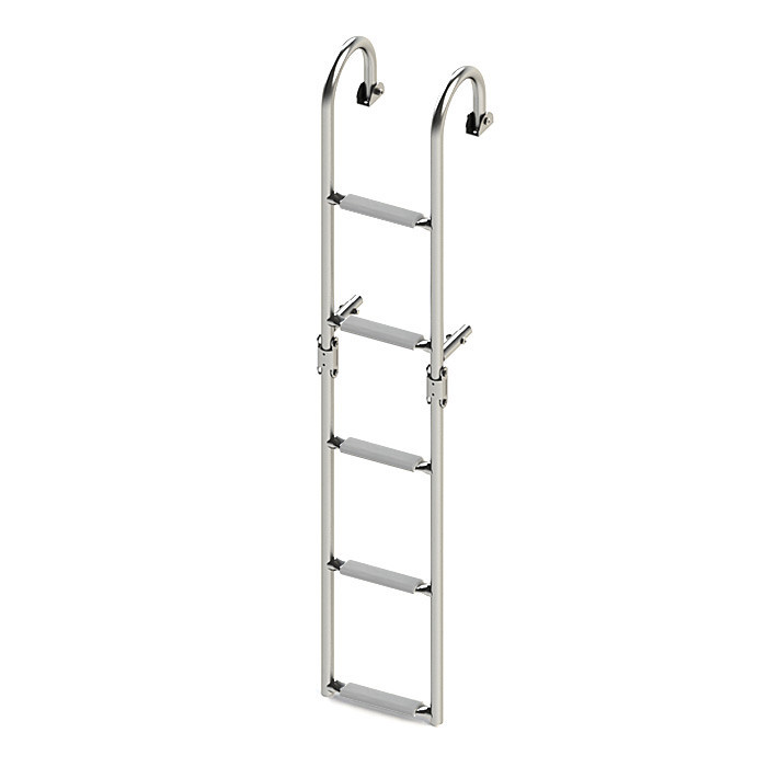 Трап складной с горизонтальным креплением, 5 серых ступени (ширина 220 мм.), арт. 040179GT,          Техномарин 