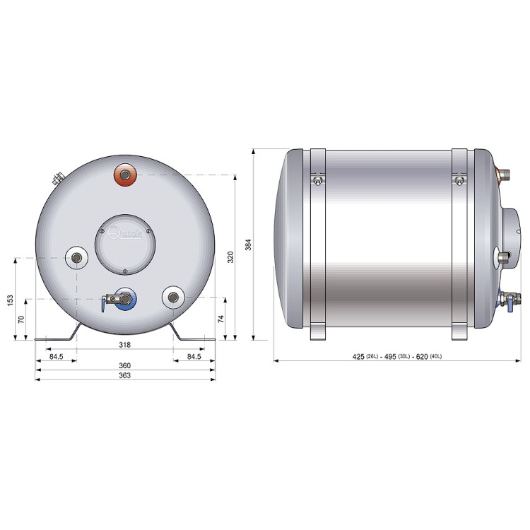 Бойлер, 40 л, 1200W, круглый, с теплообменником, арт. 10236324,          Quick 