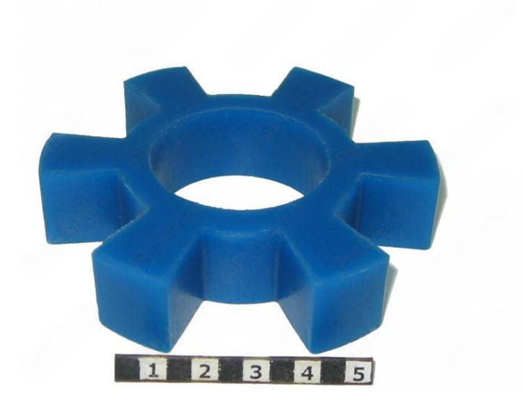 Вставка упругой муфты эластичная (звездочка) 90*40*20 , K92/бежевый , с отверстием, 6 лучей трапециевидной формы, 33-01-577-poly , арт. 33-01-577-poly,          Полиуретан 