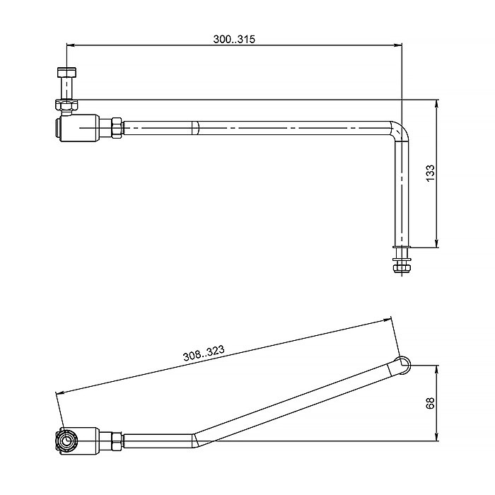 Тяга рулевая (аналог А.275), арт. 010204T,          Техномарин  Тяга рулевая (аналог А.275), арт. 010204T,          Техномарин