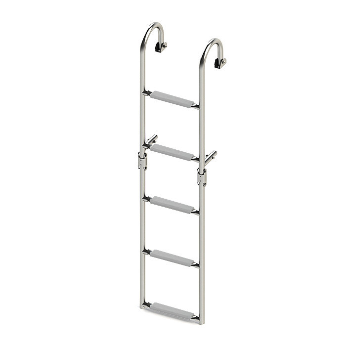 Трап складной с горизонтальным креплением, 5 серых ступени (ширина 270 мм.), арт. 040180GT,          Техномарин 