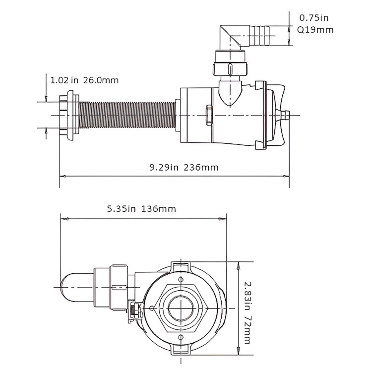 Помпа для аэрации садка, вертикальный патрубок, 50 л/мин (800 GPH), арт. 10264272,          SeaFlo 