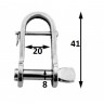 Скоба такелажная с пальцем 8 мм 41х20 AISI 316, арт. 2434-0308, CIM Скоба такелажная с пальцем 8 мм 41х20 AISI 316, арт. 2434-0308, CIM