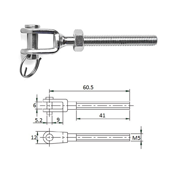 Зажим талрепа М 5 левая резьба, арт. 3116-1105,          CIM 