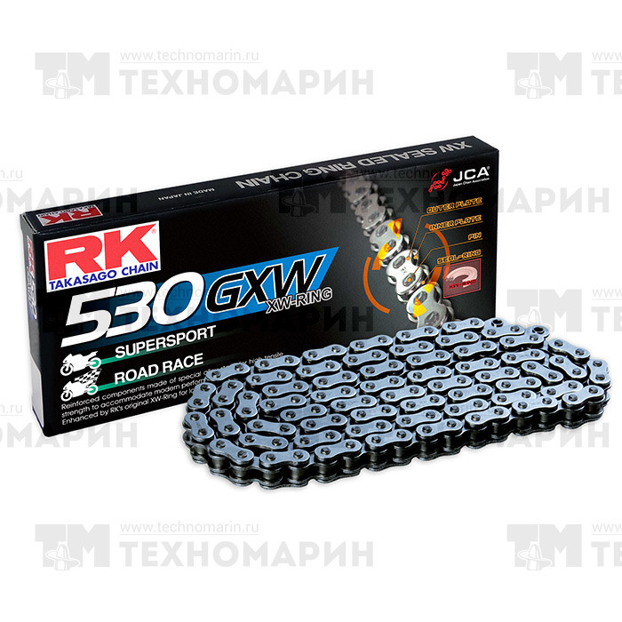 Цепь для мотоцикла до 1400 см³ (с сальниками XW-RING) 530GXW-114, арт. 530GXW-114,          RK Chains 