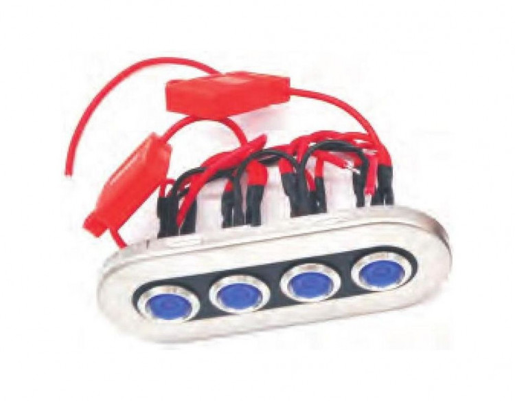 Панель бортового питания, 4 кнопки, арт. 4620136035293,          MARINE ROCKET 